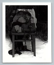 Black &amp; White Photograph 1980&#39;s Hiking Gear on Chair in Snow - $24.74