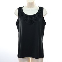 Russell Kemp Women&#39;s Sleeveless Blouse Tank Top S Small Black Floral Beaded NEW - $10.69