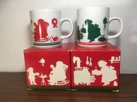 AVON Mr. Claus &amp; Mrs. Claus Ceramic Mugs Cups 1984 Korea Vintage 3.5”x3” W/Boxes - £6.04 GBP