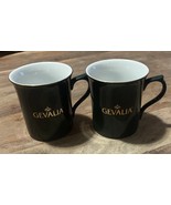 GEVALIA Dark Green with Gold Trim 10 oz Coffee Mugs Set of 2 - $14.05