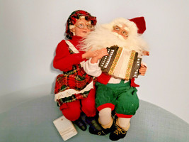 Mrs. &amp; Mr. Santa Clause Animated Playing Accordian We Wish You A Merry Christmas - £23.31 GBP