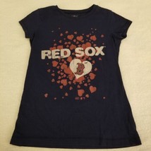Genuine Merchandise Girls Size M (8) Navy Blue Hearted Red Sox Graphic Tee Shirt - £7.84 GBP