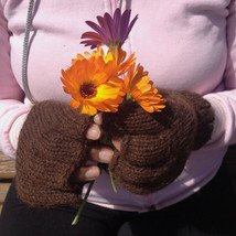 Alpaca Gloves - Brown Soft Warm Fair Trade Hand Knit Fingerless Wool Mit... - £33.46 GBP