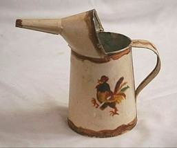 Vintage Hand Painted 1 Qt Metal Oil Can Country Folk Art Rooster Farmhouse Decor - £15.56 GBP