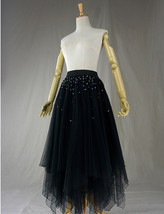 Black Layered Tulle Skirt Outfit Women Plus Size A-line Long Tulle Skirt image 4