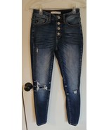 Womens 0 23 KanCan Blue Distressed Button Fly Skinny Denim Jeans Style K... - $349.79 MXN