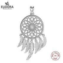 925 Sterling Silver Fashion Dream Catcher Pendant Necklaces for Women Female Tas - £28.33 GBP