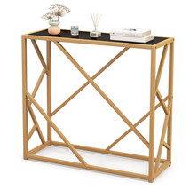 31.5&quot; Tempered Glass Top Entryway Table w/ Gold Finished Frame for Livin... - £86.90 GBP
