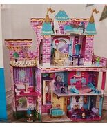KIDCRAFT PRINCESS PARTY CASTLE FULLY FURNISHED 4' TALL WOODEN DOLLHOUSE ... - $178.19