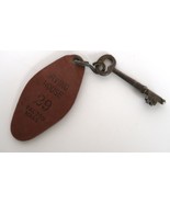 Vintage Skeleton Key on Leather Keychain Irving House Dalton MA Room # 29 - $9.99