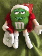 Green M&amp;M's Christmas Plushy Christmas Shopping bag Mint - $12.64