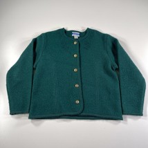 Pendleton Cardigan Sweater Womens L Green Virgin Wool Nordic Fair Isle Buttons - £29.40 GBP