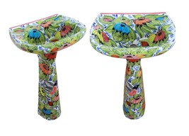Mexican Talavera Pedestal Sink Handcrafted Ceramic - Colibri Rojo - - $16,842.45 MXN