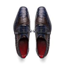 Luciano Two Tone Wingtip Dress Derby's Shoes Caiman Leather Navy / Brown image 4