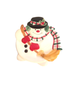 Ceramic Fitz &amp; Floyd Essentials Plaid Christmas Snowman Cookie/Wall Plate - $12.99