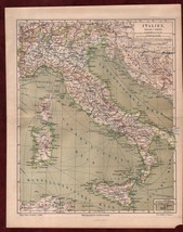 Old Map Italy 1887 Antique Steel Engraving Europe Meyers Konv Lexikon - £23.61 GBP