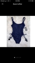Nwt Vince Camuto $106 Side Lace Ladies One Piece Swimsuit Sz 4 Navy - £45.41 GBP