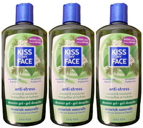 Lot Of 3 Kiss My Face Anti-Stress Body Wash 16 Fl Oz / 473 Ml Each Pine Ginseng - $73.58