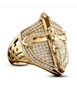 18K Gold Plated Multi Stone Shield Cross Ring - $19.95