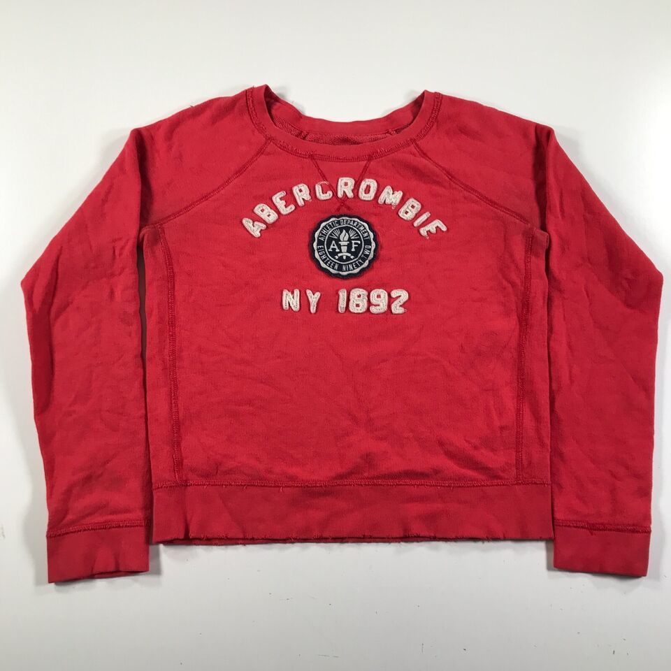 Abercrombie and Fitch Sweatshirt Womens Small Fuchsia Block Letters Cropped - $14.84