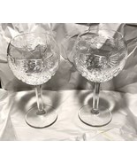 2 WATERFORD Cut Crystal 15 Oz. BALLOON TOASTING WINE GLASSES (Millennium PEACE) - £59.71 GBP