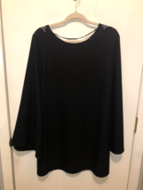 NEW Nasty Gal Womens SZ Large Deep V Back Black Tunic Top Long Sleeve Polyester - £12.62 GBP