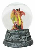 Small Mythical Fire Lava Volcanic Hyperion Dragon Glitter Water Globe Fi... - £15.94 GBP