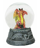Small Mythical Fire Lava Volcanic Hyperion Dragon Glitter Water Globe Fi... - £15.95 GBP