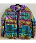 Lola + the Boys Girls Metallic Ombré Puffer Jacket Coat 9/10 NWT with Ho... - $97.02