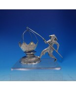 .900 Silver Tea Strainer Figural Man and Fishing Pole w/Net Hanoi Vietna... - €247,37 EUR
