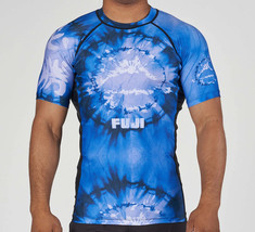 Fuji Blue Tie Dye Flex Lite Mens MMA BJJ Jiu Jitsu Short ShortSleeve Ras... - £44.03 GBP