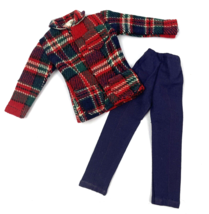 Vintage Ken Clone Doll Clothes Lot Plaid Jacket Blazer &amp; Navy Pants Outf... - £19.93 GBP