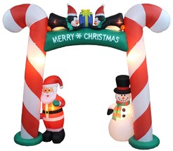 8 Foot Tall Christmas Inflatable Candy Cane Archway Santa Snowman Penguins Decor - £120.26 GBP