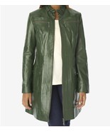 Women&#39;s Outerwear Winter Church green Genuine Leather Jacket Coat plus 2... - $199.99