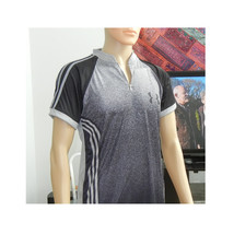 Elegant Color Gradient Shirt   with Stripes for Men Sublimated Gray T Shirt - £13.67 GBP