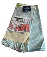 Red Hippie Red Bus Embroidered Flour Sack Cloth Decorative Dish Towels S... - $24.47