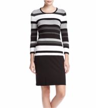 Nwt Calvin Klein Gray Black Striped Jersey Sheath Dress Size L $119 - £56.48 GBP