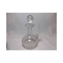 Vintage CRYSTAL CRUET DECANTER w/ stopper Cut Glass 6 3/4&quot; geometric facet - £36.23 GBP