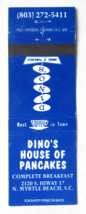 Dino&#39;s House of Pancakes - North Myrtle Beach, South Carolina Matchbook Cover SC - £1.39 GBP