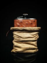 Brizard and Co Flask Genuine Ostrich Tan   8 oz  Made in USA image 2