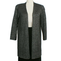 EILEEN FISHER Platinum Gray Linen Blend Shimmer Chainette Long Cardigan PP - £97.63 GBP