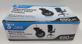 Black Office Chair Decorative 5-Pack 3&quot; Rubber Swivel Caster Wheels 650 Lbs. - £13.43 GBP
