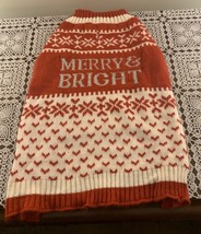 Vibrant Life Dog Christmas Sweater SMALL Merry and Bright Red Holiday At... - $10.99