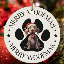 Merry Woofmas Weimaraner Dog Paw Lover Christmas Ornament Gift Decor Han... - £12.37 GBP