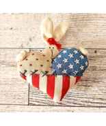 Bunny Rabbit Flag Pin Puffy Heart Fabric Patriotic Red White Blue Vintage - £10.10 GBP