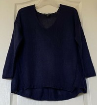 Metaphor Women&#39;s Long Sleeve V Neck Size L Navy Loose Knit Pullover Sweater  - £14.15 GBP