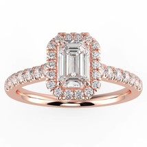 1ct Lab Diamond G Color VS Clarity Emerald Shape Halo Stunning Ring. - £937.42 GBP