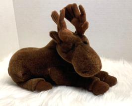 Applause Lou Rankin Plush Brown Moose Stuffed Animal Toy 13 in Length Laying Dow - £13.86 GBP