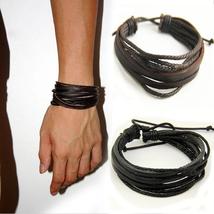 Leisure KPOP Fashion Men Women Hand-woven Leather Bracelet Multilayer br... - $5.99