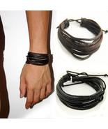 Leisure KPOP Fashion Men Women Hand-woven Leather Bracelet Multilayer br... - £4.73 GBP